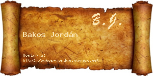 Bakos Jordán névjegykártya
